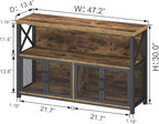 LVB Industrial Coffee Bar Cabinet, Farmhouse Wine Bar Cabinet for Liquor and Glasses, Metal Wood Sideboard Buffet Liquor Cabinet and Wine Rack with Storage for Home Dining Kitchen, Rustic Brown, 47 In