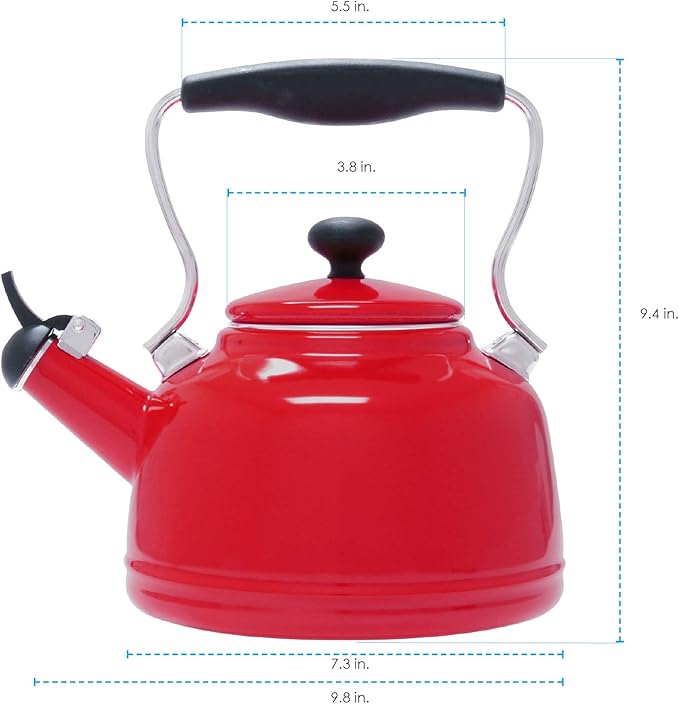 Chantal Tea Kettle, Vintage Series, Enamel on Steel, Whistling (Chili Red)
