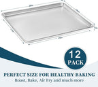 Full Size Commercial Quality Baking Sheet Pan, Bastwe Aluminum Cookie Tray Pan for Oven, Freezer, Bakery, Hotel Restaurant, Thick Steel Rim Prevents Warping (12 Pack, 26 x 18 Inch)