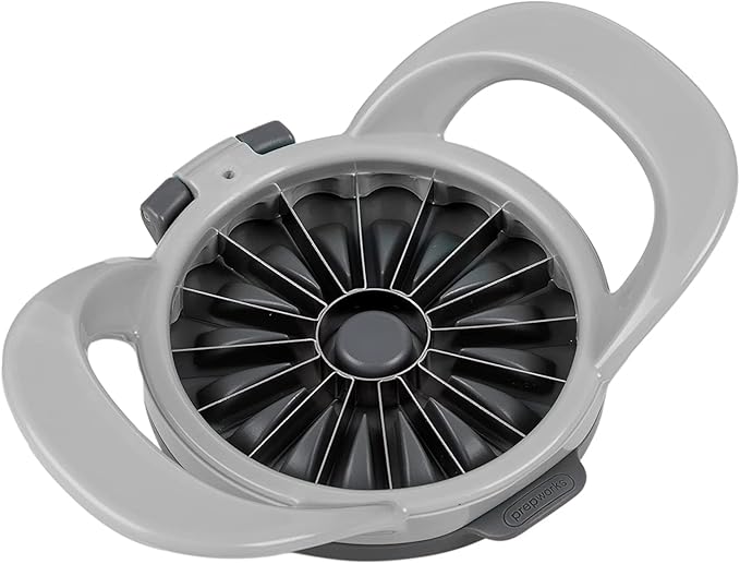PrepWorks by Progressive Dishwasher Safe 16-Slice Thin Apple Slicer and Corer with Attached Safety Cover (Grey)