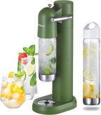 Sparkling Water Maker | Soda Beverage Machine | Soda Streaming Seltzer & Carbonator | 1L+0.5L BPA Free Bottles | Compatible Srew-in 60L CO2 (NOT Included) | Green