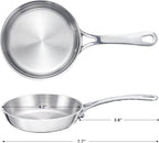 Mini Sauce Pan, Tri-Ply Stainless Steel Pot with Stay-Cool Handle Heating Sauce Gravy & Oil (4 Inch/0.12Quart) -Silver