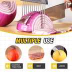 Onion Holder for Slicing, Stainless Steel Onion Slicing Rack, 2026 Upgraded Slicer, Lemon Slicer Vegetable Cutter, Home Kitchen Tools, Fruit, Lemon Slice Aids (Square-2pcs)