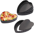 Mini Tart Pan Set of 6 Non-Stick 4 Inch Heart-shaped Quiche Pan with Removable Bottom Tart Pan for Pies, Quiche Bakeware, Muffin Molds, Cake Baking, Kitchen