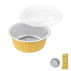 7" Deep Round Aluminum Foil Pans with Lids (5 Pack), Heavy Duty Grease-Resistant Foil Containers for Baking, Heating, Meal Prep & Food Storage, 2.7" Depth, 40oz
