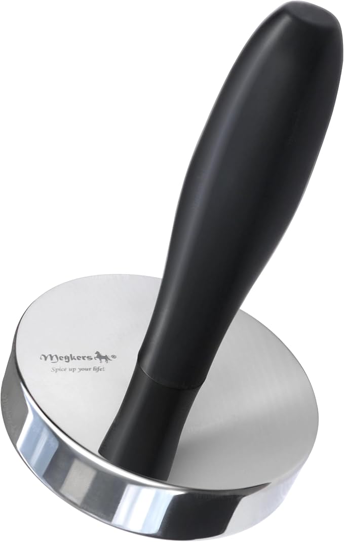 Meykers Meat Pounder Tenderizer | Smash Burger Press | 1.85 lb Heavy Duty | 304 Stainless Steel | Chicken Flattener Masher Beater Kitchen Tool | Aplanadora de Carnes y Pollo | Dishwasher Safe