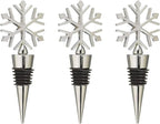3 PCS Snowflake Design Wine Bottle Stopper Alloy Beverage Bottle Stopper Bar Wine Tool