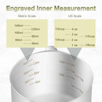 2PCS 2/3Cup (160ml, 5.3oz) Single Measuring Cup, Etched Inner Scale Stainless Steel Measure Scoop, Metric and US Measurement, Dishwasher Safe