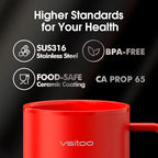 Vsitoo S3 Plus 14oz Heated Coffee Mug - Temperature Control Smart Mug with Mug Warmer, Auto-Sensing AI Heats Drinks to 120-150°F Hands-Free.Ideal for Home/Office/Gifts，Red