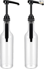 Maxdot 2 Pcs 25 oz Syrup Bottles with Pump Long Neck Bottles Plastic Syrup Pump Dispenser for Coffee Bar Accessories Home Party