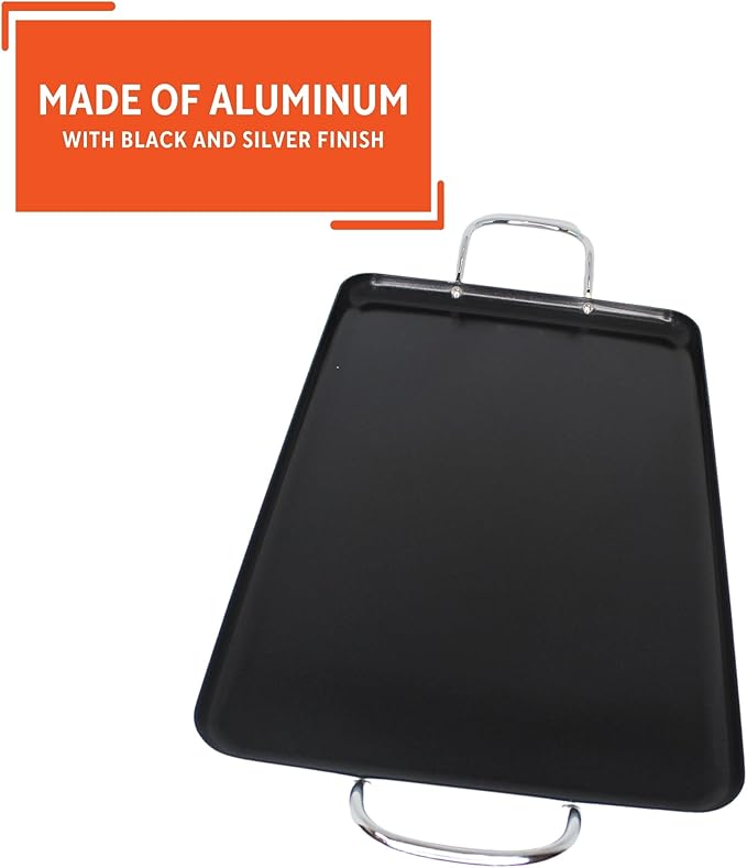 IMUSA Ceramic Nonstick, Stovetop Double Burner Griddle with Metal Handles, 19-Inch, Black