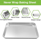 Baking Pans Sheet, 3 Piece Large Cookie Sheets Stainless Steel Baking Pan for Toaster Oven, Umite Chef Non Toxic Tray Pan, Mirror Finish, Easy Clean, Dishwasher Safe, 10 x 8 x 1 inch