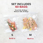 Chef Preserve Reusable Vacuum Sealer Bags for Food – 60 BPA-Free Food Storage Bags, Freezer, Microwave – Odor-Resistant, Leak-Proof – Compatible with Chef Preserve Vacuum Sealers