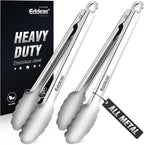 Eddeas 2PCS 9inch Tongs for Cooking - Heat Resistant 600 Degree Kitchen Tongs, Heavy Duty All Metal Food Tongs, Stainless Steel and Non-Slip handle, Salad, Grilling, Barbecue, Dishwasher safe