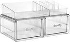 ZHIAI stackable storage drawer, cosmetic acrylic storage box, cosmetics and beauty product storage organizer, suitable for makeup room, bathroom, storage room