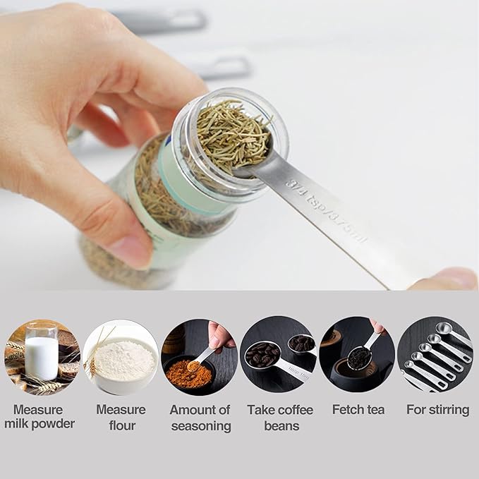 Measuring Cups Measuring Spoon Handle with Scale Stainless Steel Multifunctional Durable Portable Kitchen & Dining Measuring Tool for Dry Foods Spices or Liquids Ingredients (3/4 Cup)