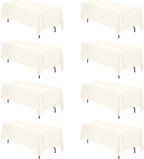 BRILLMAX 8 Pack Ivory Tablecloths 70 x 120 Inch for 6ft or 8ft Rectangle Tables - Rectangular Bulk Linen Polyester Fabric Washable Cloth Cover for Wedding Reception Banquet Birthday Party