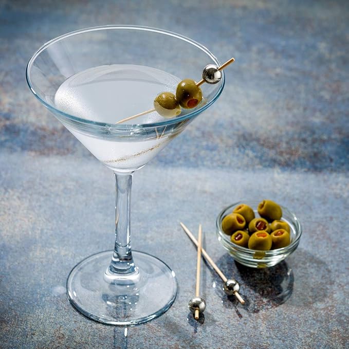 Restaurantware Cascata 8 Ounce Stemmed Martini Glasses Set Of 12 Tempered Martini Glasses - All-Purpose Chip-Resistant Lead-Free Glass Martini Glass Set Dishwasher-Safe For Martinis Or Cocktails