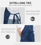 Syntus Apron for Men Women, Adjustable Cooking Kitchen Chef Aprons with 2 Pockets, Cotton/Polycotton/Polyester