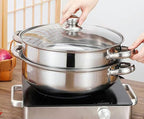 Steamer for Cooking, 6.0 Quarts Stainless Steel Steamer Pot, 2-Tier Food Steam Pots with Lid for Cooking Vegetables, Seafood, Soups, Stews and Pasta, 11.4 x 6.6 inch