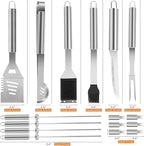 18-Piece BBQ Grill Accessories Set | Ultimate Grilling Tools for Men - Heavy Duty Stainless Steel BBQ Utensils Kit with Aluminum Case & Grill Brush for Dad (18pcs)