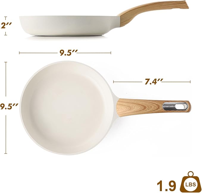 SENSARTE Nonstick Frying Pan Skillet, Egg pan, Omelette Pan, Healthy Cookware Chef's Pan, PFOA Free, 9.5 Inch, White