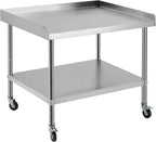 36x30x30 in Stainless Steel Equipment Grill Stand Table NSF Certified with 5 in Wheels, 400 LBS Capacity, 2 in Edge Baffle, for Hotel, Home, Commercial Restaurant Kitchen