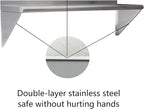 2 Pack Stainless Steel Shelf 12"x48" 320LB, Commercial Wall Mounted Metal Shelving for Home Kitchen, Restaurant