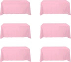 BRILLMAX 6 Pack Pink Tablecloths for 6 Foot Rectangle Tables 90 x 132 Inch - 6ft Rectangular Bulk Linen Polyester Fabric Washable Cloth Cover for Wedding Reception Banquet Birthday Party