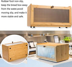 ETMI Bamboo Bread Box for Kitchen Counter-Large Capacity Bread Storage Container Farmhouse Bread Box with Window Bread Holder