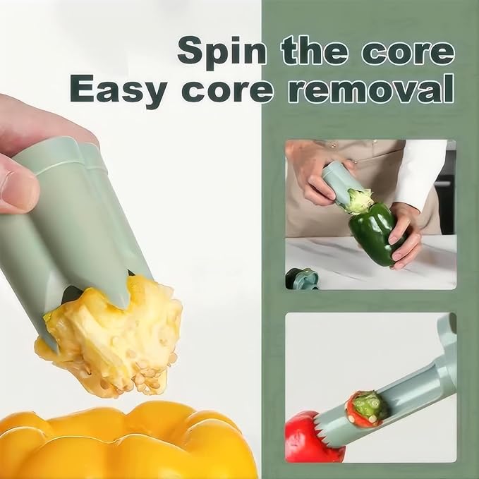 Pepper corer seed remover tool,Upgrade2 in 1 Fruit Pepper Seed Corer Remover,Quickly Cutting and Deseeding Bell Pepper Corer Tool for Vegetables Kitchen Gadget (1 Pcs)