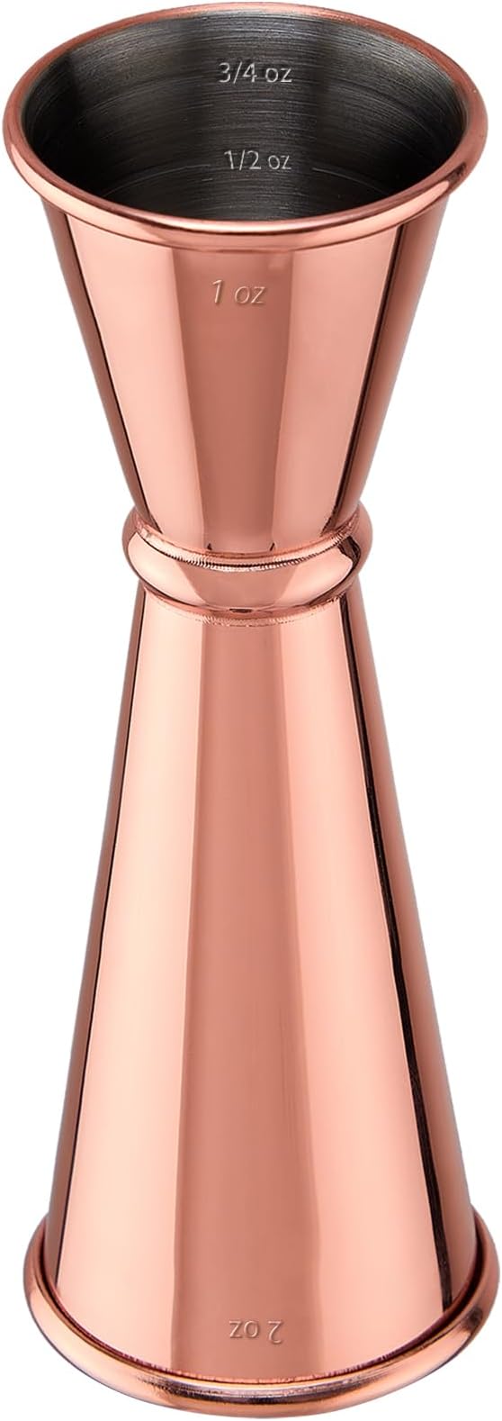 Jigger for Bartending, Briout Double Cocktail Jigger Japanese Premium 304 Food Grade Stainless Steel Jigger 2 OZ 1 OZ with Measurements Inside, Rose Gold