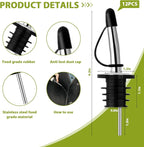 3 Tier Bar Glass Rimmer Bartender Tool Accessories with 12 Pcs Stainless Steel Liquor Pour Spout Garnish Caddy with 6 Compartment and 200 Pcs Napkin,500 Black Cocktail Straws