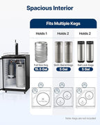 VEVOR Beer Kegerator, Single Tap Commercial Draft Beer Dispenser for D system, Full Size Keg Refrigerator with 5lbs CO2 Tank, Hold 2 Sixth / 3 Ball lock keg, Silver