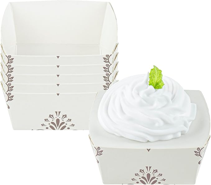 Restaurantware Baking Cup 100 Count 2.9 Inches 6 Ounce Disposable Paper Oven-Safe Baking Mold, Grease-Resistant Floral Design Beige Baking Molds for Cupcakes, Breads and Baking