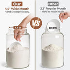ComSaf 2Pcs (4.2Qt) Wide-Mouth Flour Sugar Storage Containers - Include Scoops & Labels, Easy to Scoop & Airtight, Large Glass Jar for Bakers to Store Bulk Flour, Rice, and Dry Goods in Kitchen Pantry
