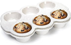 Hiceeden 2 Pack 6-Cup Ceramic Muffin Pan, Nonstick Cupcake Baking Pans with Handle, Ceramic Muffin Tin with Embossed Pattern for Muffin, Cupcake, White