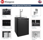 Kegco K309B-2 Double Faucet Digital Black Kegerator