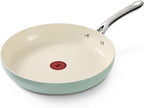 T-Fal Inspire Ceramic Frying Pans Nonstick 12 Inch Skillet, Oven Safe to 500°F, Cookware Stainless Steel Handle, Mint Green