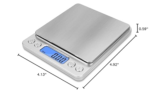 NEXT-SHINE Gram Scale 500g x 0.01g Precision, Digital Mini Pocket Size Portable Scale with Two Trays Nine Units, LCD Display Stainless Steel Platform for Weighing Jewelry Cooking Baking