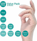 Clear Vinyl Food Safe Disposable Gloves Latex Free Powder Free for Food Prep Handling Cooking Cleaning
