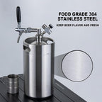 270OZ Mini Keg Growler, Pressurized Home Dispenser System with Adjustable Faucet Keeps Carbonation and Fresh for Homebrew, Craft and Draft Beer
