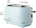 Haden Heritage 2 Slice Wide Slot Stainless Steel Toaster with Adjustable Browning Control & Non-Slip Feet, Turquoise & Chrome