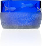Rolf Glass School of Fish Twice Around Blue Pitcher and Mini Sipper | 13oz Recycled Glass Pitcher & 2” Mini Sipper | Tequila Tasting | Made From Recycled Bottles | Engraved in USA | 2pc + Gift Box Set