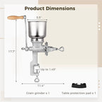 High Hopper Corn Grinder, Iron Grain Grinder Manual Coffee Grinder, Hand Grinder with Large Hopper for Barley Wheat Berries Coffee Chickpeas Pepper Dried Beans, Animals Feed Home Brewing