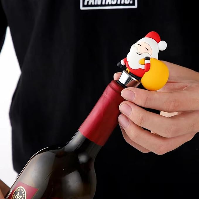 Xmas Decorative Wine Stopper,Cool Wine Bottle Stoppers for Glass Bottles,Crystal Bottle Stopper Fits Standard Bottles,Fancy Decors Wine Tools (Xmas2)