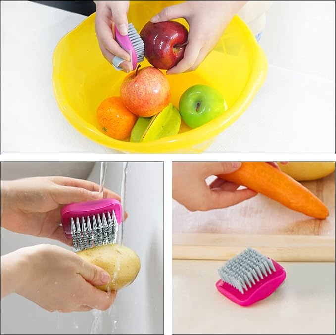 Openfly Flexible Vegetable Brush Fruit and Vegetable Brushes, Vegetable/Fruit Peeler with Brush Bendable Fruit Brush Scrubber for Food Veggies Carrot Potato Corn, 5 Pcs