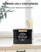 Dishwasher Pod Container with Hinged Lid. Farmhouse Metal Dishwaser Pods Holder for Kitchen Cabinet Organizer. Modern Kitchen Decor and Accessories. Dishwasher Detergent Tablet Storage (Black)