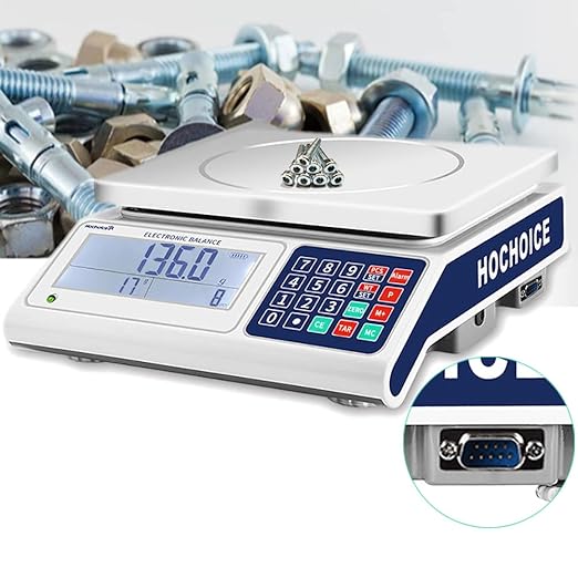 Industrial Counting Scale Gram Scales for Parts and Coins 66lb/0.00022lb-30kg / 0.1g Accuracy with RS232 Port for Connecting Computer or Printer