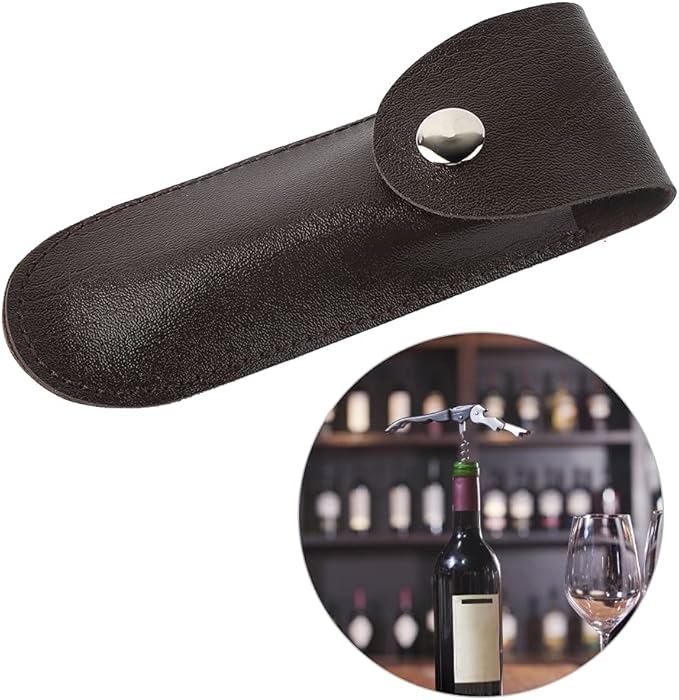 Bottle Opener Leather Case, Black PU Professional Wine Opener Leather Bag Bartender Essentials Wine Tool PU Bag